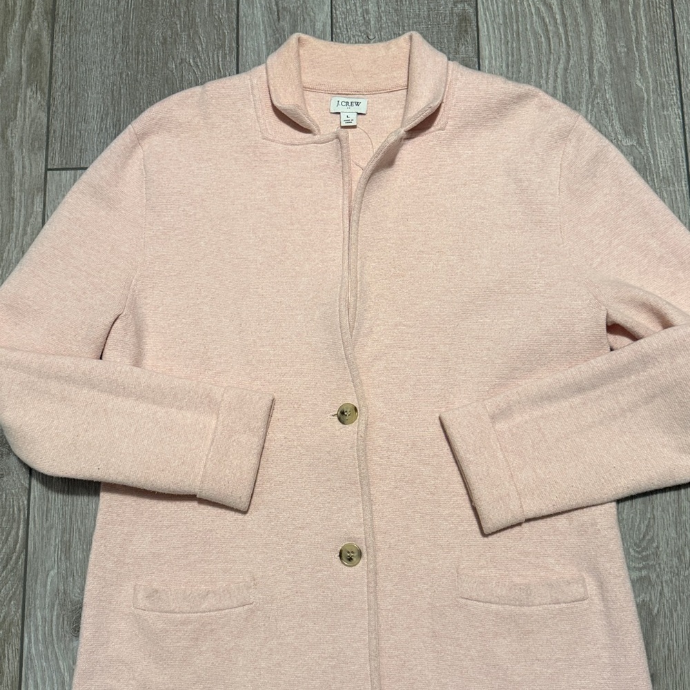 J. Crew Light Pink Schoolboy Sweater Blazer - Picture 4 of 5